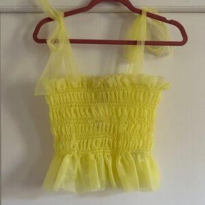 H&M Smocked Light Green Tulle Top